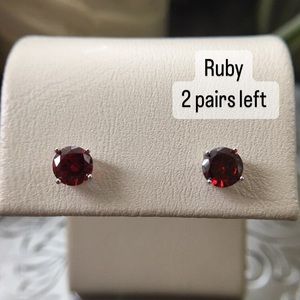 Sterling silver Ruby screw back studs